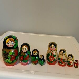 Vintage RUSSIAN Nesting Matryoshka Dolls Set Vivid Excellent Condition X 8